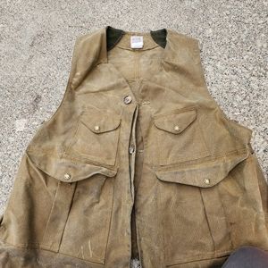 Vintage Filson Style 32 Tin Cloth Hunting Vest KHAKI TAN MENS xxl USA BIRD Hunt